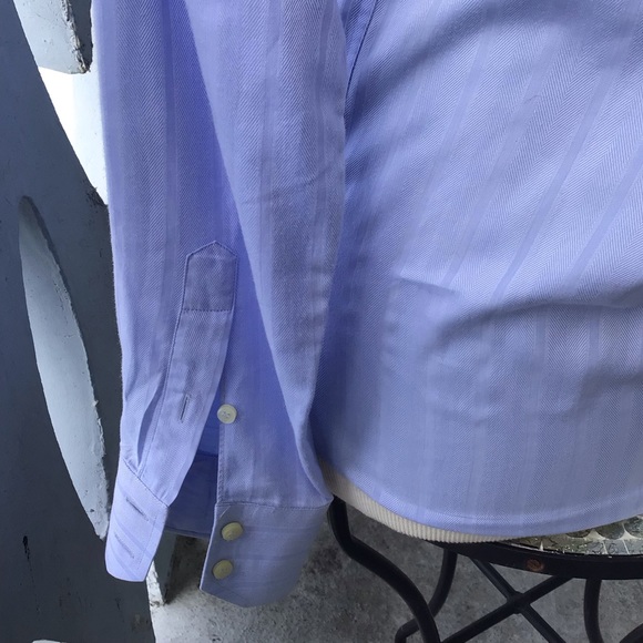 Valentino Baby Blue Herringbone/Striped 100% Cotton Long Sleeved Button Shirt - Picture 3 of 10